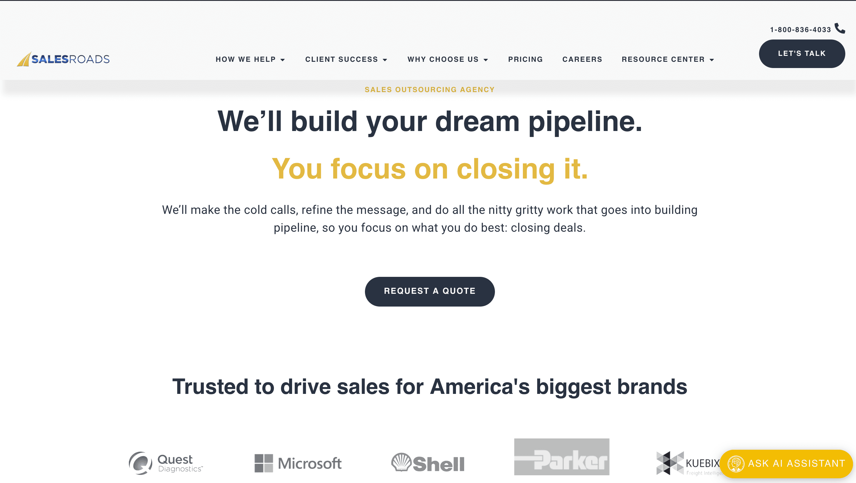 Screenshot of homepage of Big Lake Data